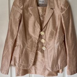 Authentic Giorgio Armani Ladies 100% Silk Button-Front Blazer With Pencil Skirt 