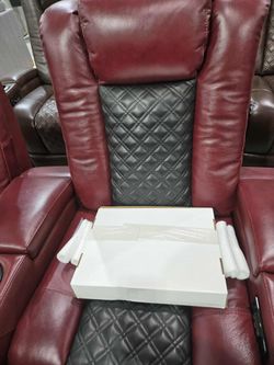 New Fusion Landmark 4pc Top Grain Leather Power Reclining Theater Seats Red/Black