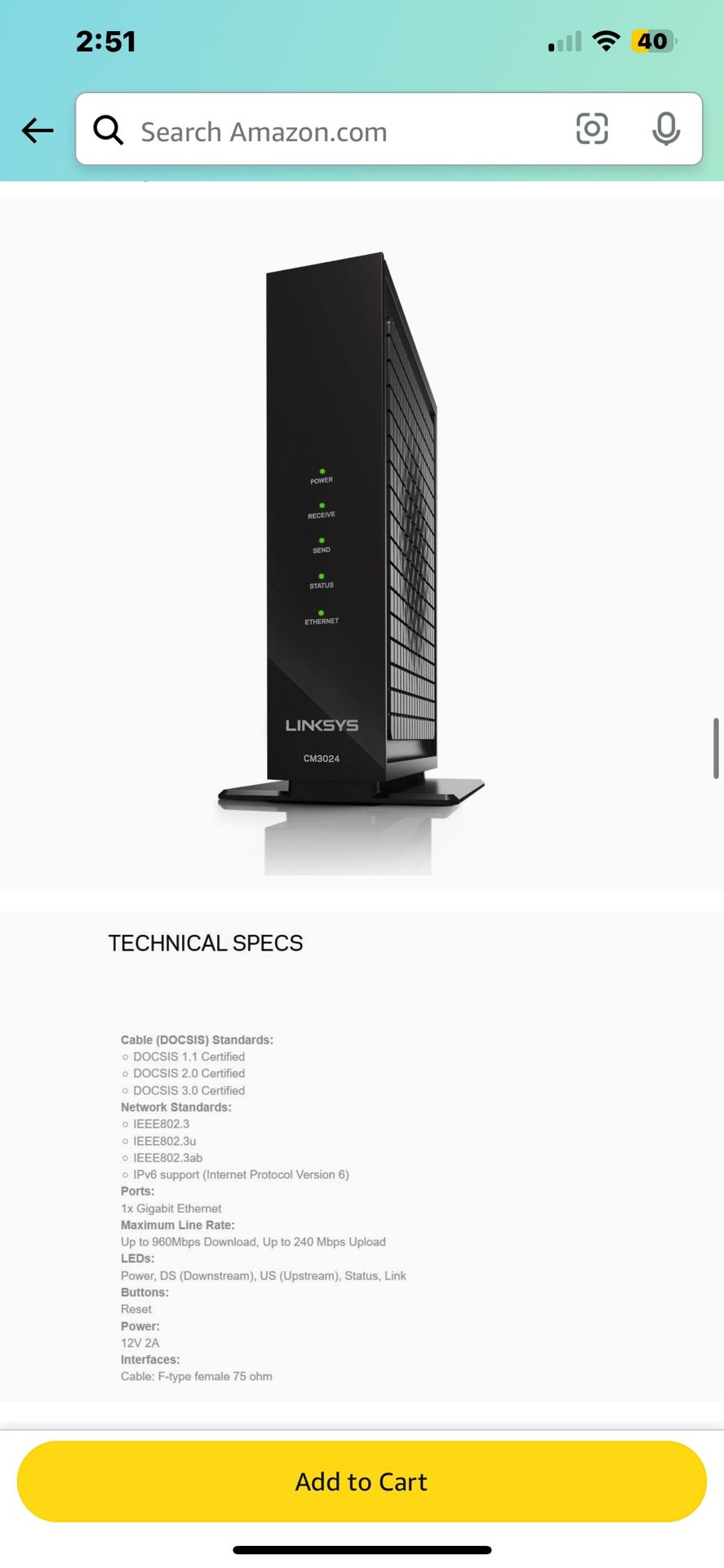 Linksys High Speed Cable Modem