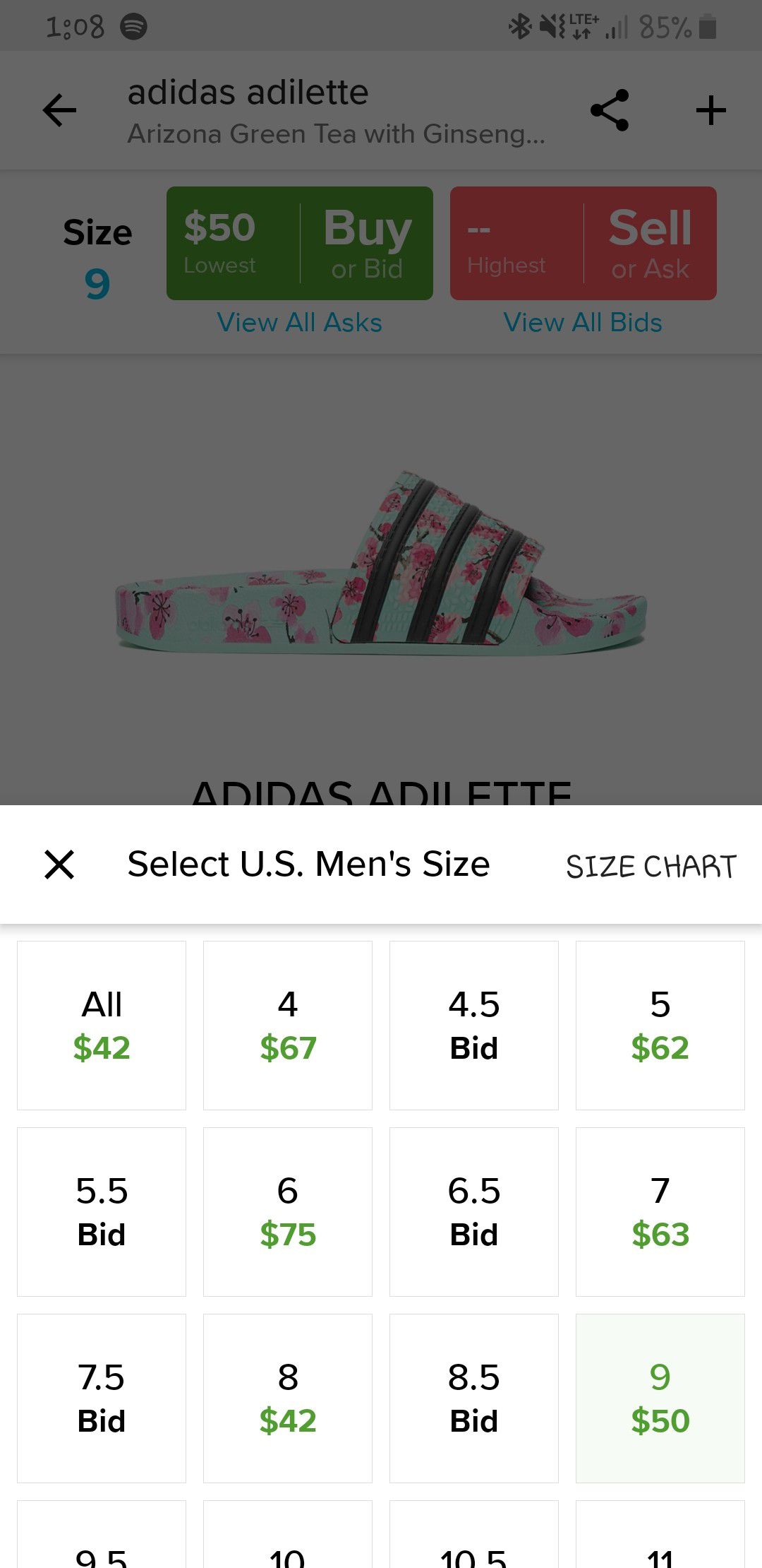 Adidas Arizona slides size 9