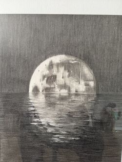 Moon Charcoal Drawing