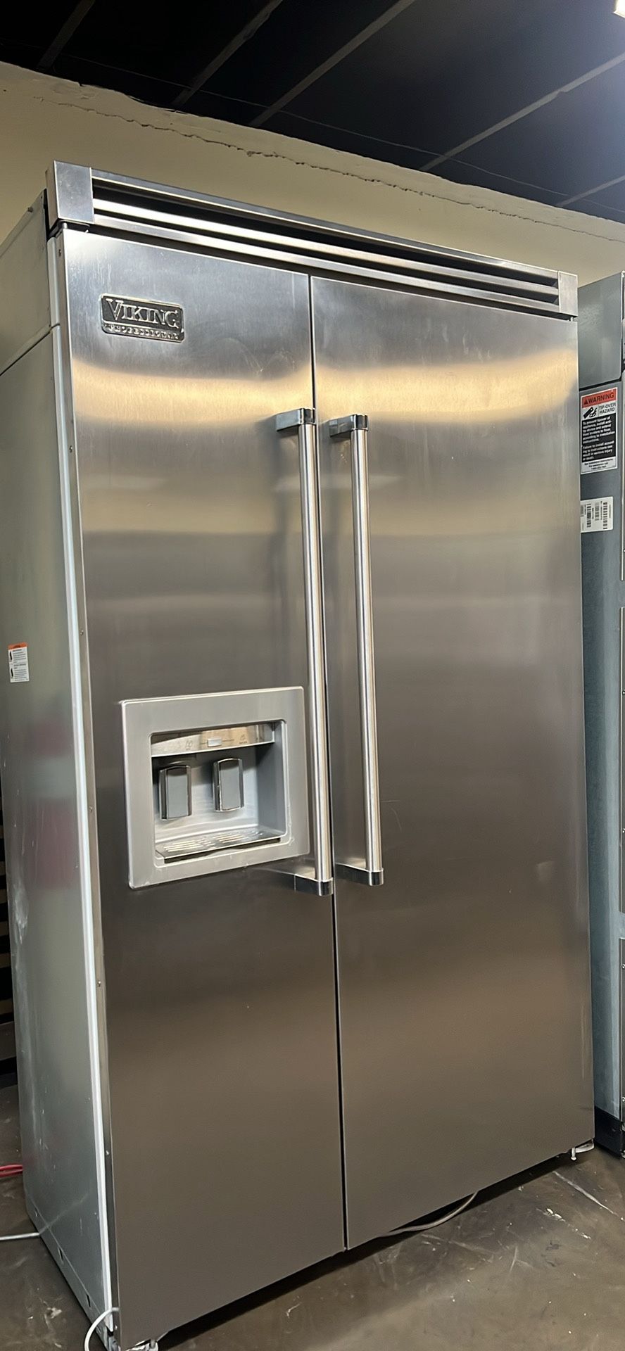 Viking 48”Wide Built In Stainless Steel Side By Side Refrigerator