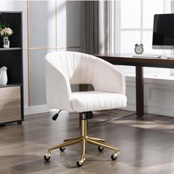Swivel Desk Chair for Home Office, Modern Velvet Dressing Chair, Height Adjustable Armchair with Gold Base, Ergonomic Office Chair for Study Tasks
