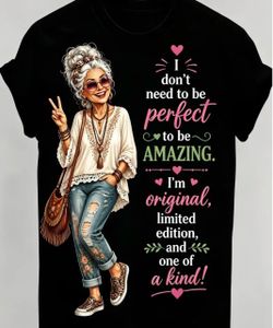 Black Graphic T-Shirt Boho Grandma Quote