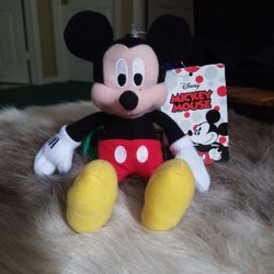 Mickey Mouse Mini Stuffed Character With Zipper Pouch and Clip On Top 