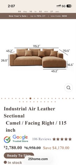 Industrial Air Leather Sectional