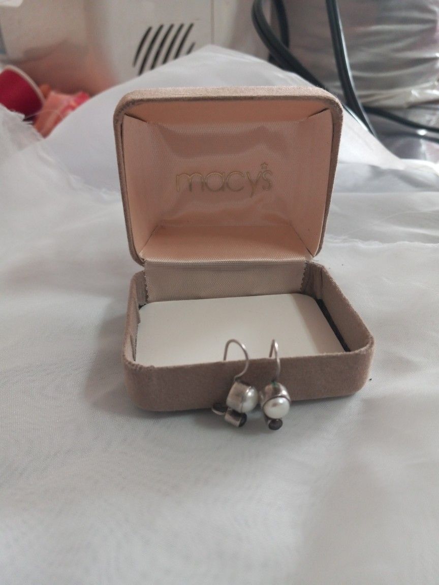 925 STERLING SILVER "" NATURAL PEARLS EARRING ""