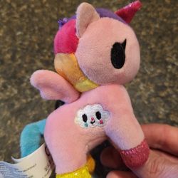 Neon Star mini pink unicorn plush stuffie keychain