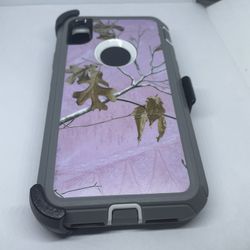 For iPhone XR Pink Camouflage Belt Clíp Case Holster Defender Rugged Shockproof Cover 