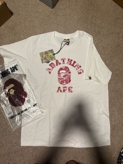 BAPE A Bathing Ape College Logo T-Shirt White Pink Camo