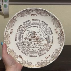 Vintage Calendar Plate 1955 Birth Year Zodiac Design