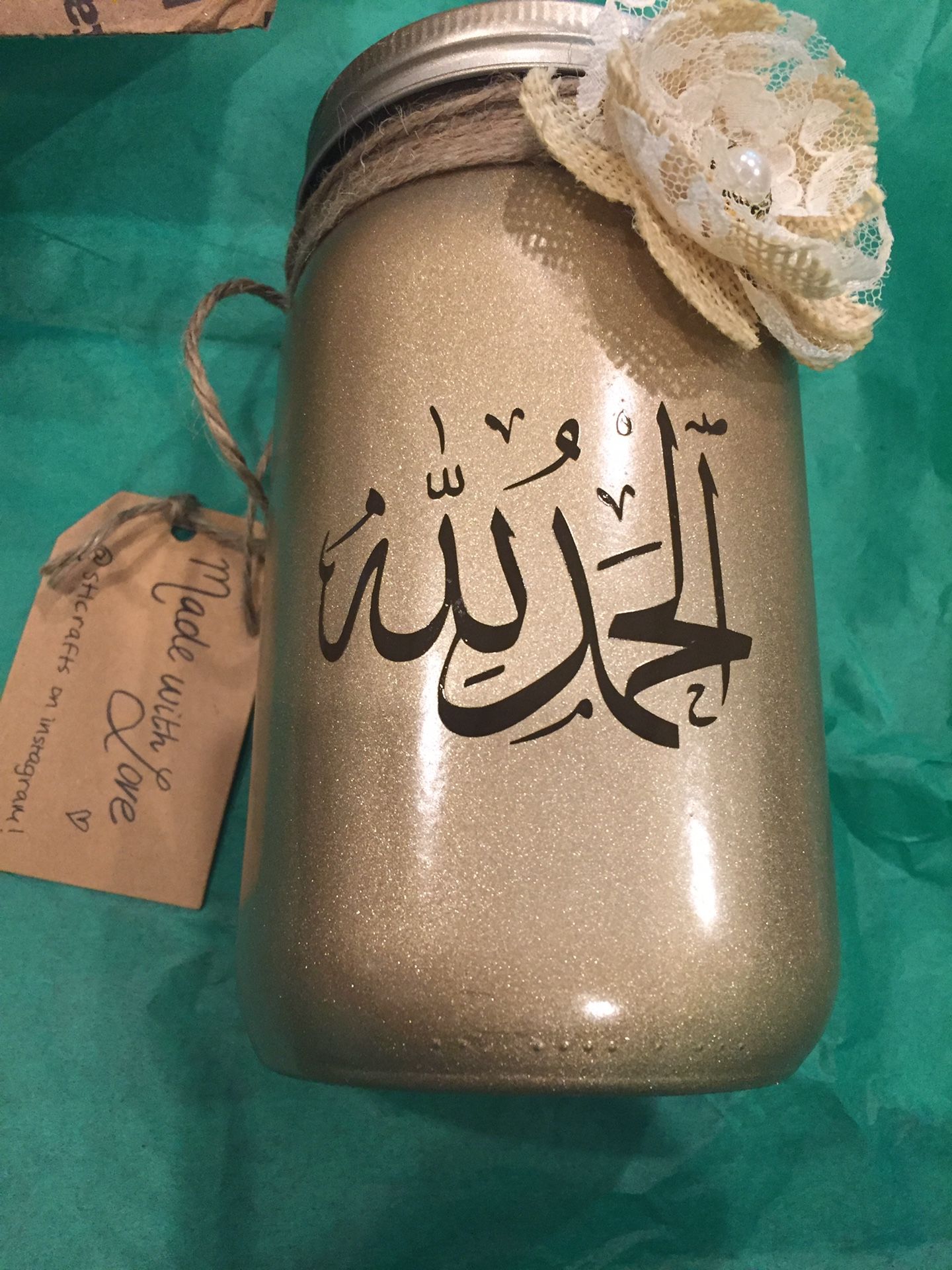 Eid gift calligraphy mason jar tissue holder