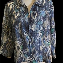 Ruby Rd.  Semi-Sheer Zip Fashion Shirt Jacket