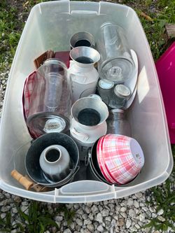 Vases, buckets, bowls, plates and mason jars