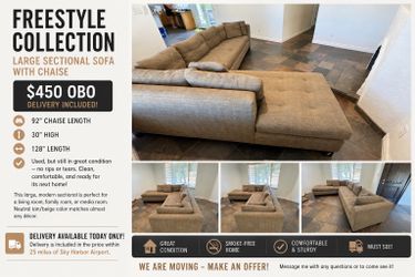 Freestyle Collection Large Sectional Sofa with Chaise – Delivery Available Today!