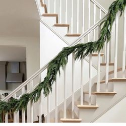 Jutom 2 PCS 9 Ft Christmas Cedar Garland - Real Touch Cedar Needles Decorations Artificial Faux Holiday Greenery Garland For Seasonal Table, Mantel & 