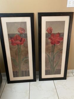 Beautiful pair flower paintings