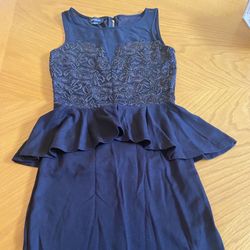 Bebe Black And Gold Peplum Dress Size Xtra Small