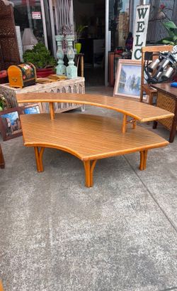 Mid Century corner Table Sofa Table bamboo