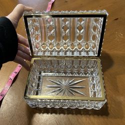 Vintage Crystal Jewelry/Trinket Box