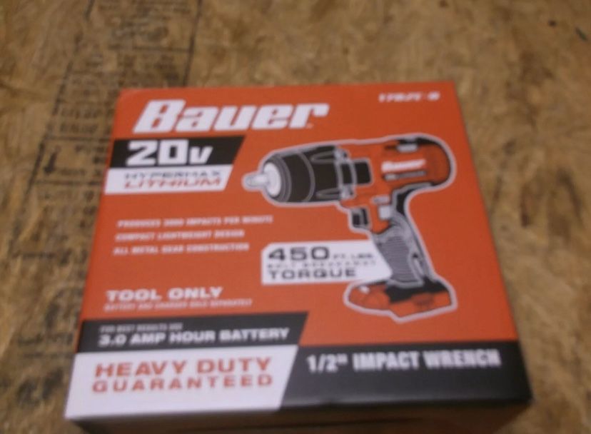 Bauer 20v lithium ion 1/2” impact wrench new in box