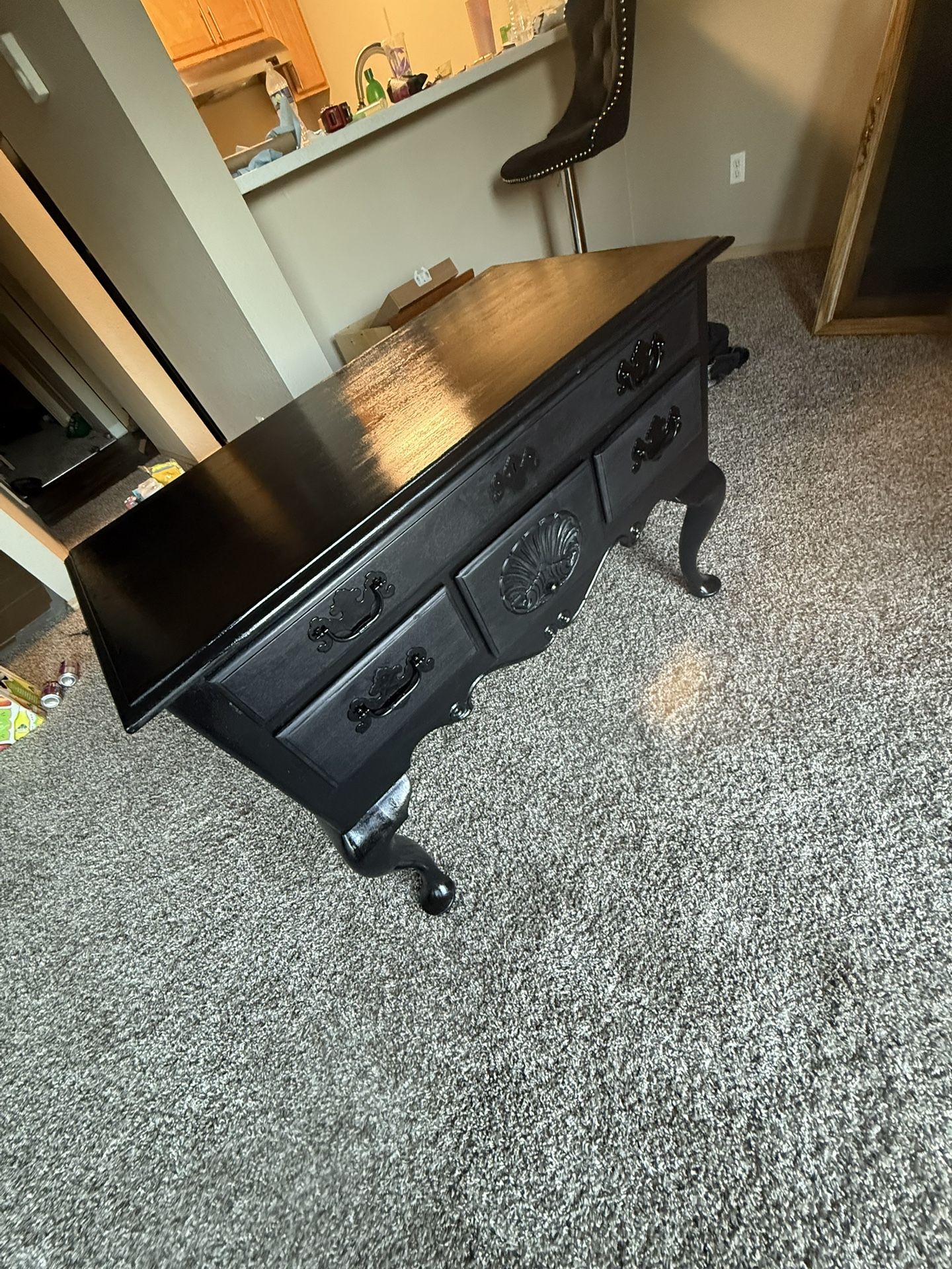 Vintage Black Mahogany Wood Table / Desk