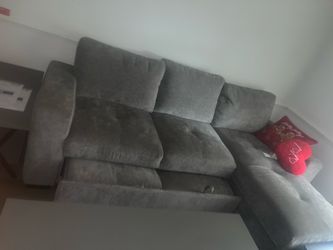 Grey Fabric L-Shaped Sectional Sofa