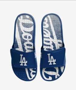 FOCO LA Dodgers Gel Slide Sandals LA MLB Team Logo Slippers Blue Men's Lrg