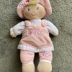 Baby Gund MY FIRST DOLLY Plush Doll Blue Eyes Blonde Hair Lovey 13"
