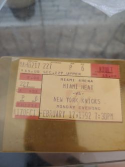 Miami heat vs NY Knicks 1992 ticket stub