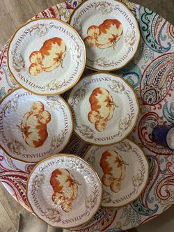 Fall Thanksgiving Pumpkin Plates – “Give Thanks” Melamine Set