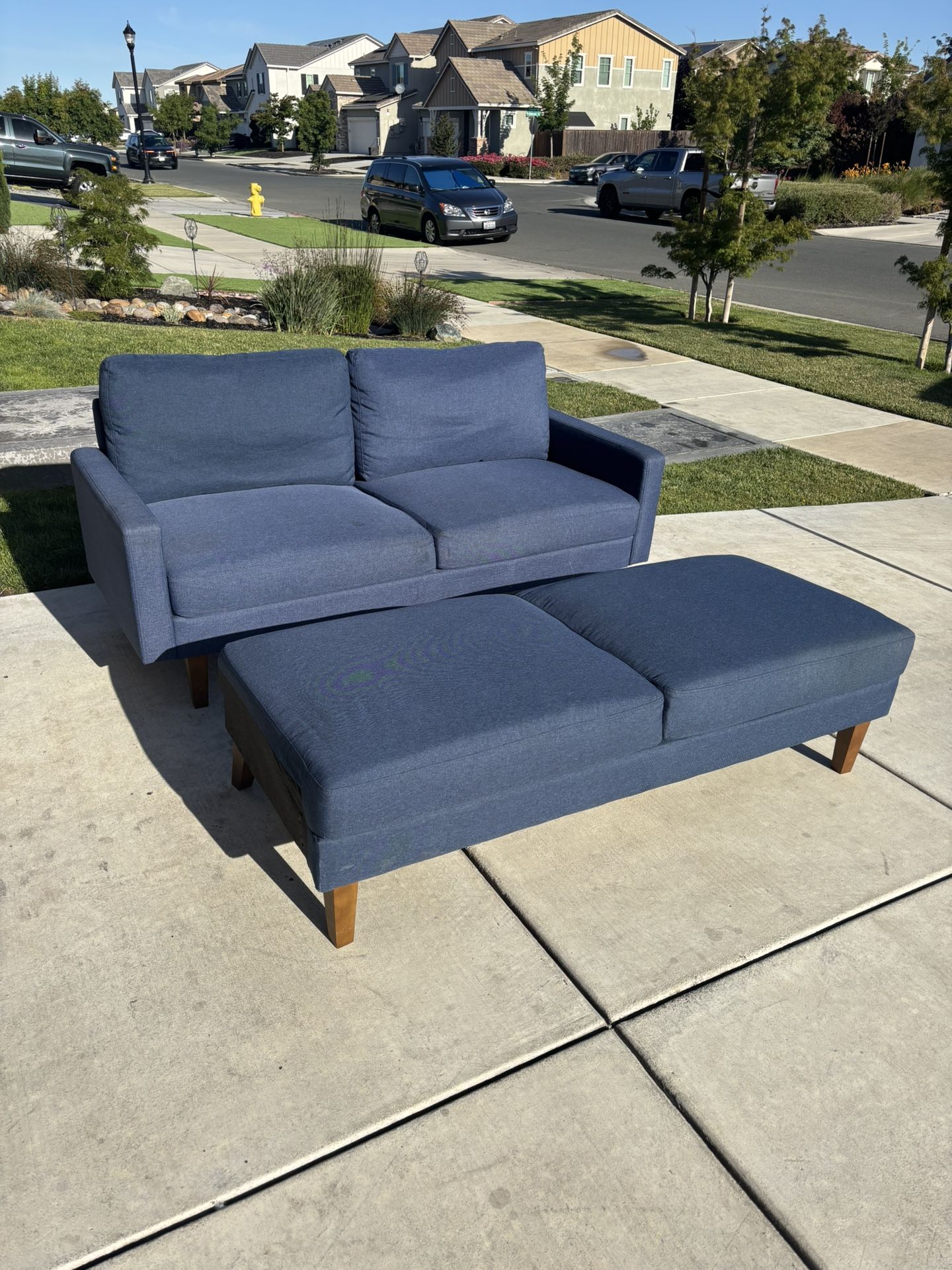 Terrisha 70” Upholstered Sofa And Ottoman Set