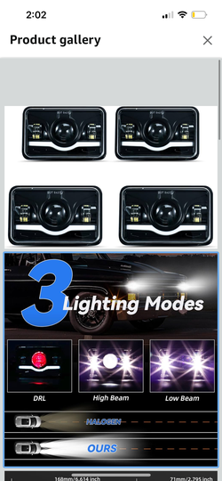 4pcs 4" x 6" square white Headlights HI/LO Beam Compatible for For Dodge Challenger/Charger/Dar Chevrolet Chevelle/Corvette/Nova Ford Galaxie Oldsmobi