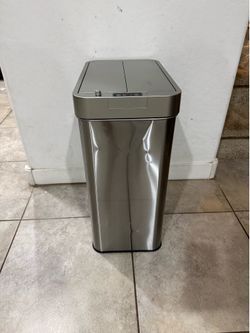 iTouchless 50 Liter / 13 Gallon Wings-Open Lid Sensor Kitchen Trash Can with Odor Filter – Dog-Proof Slim Automatic Stainless Steel Garbage Recycling 