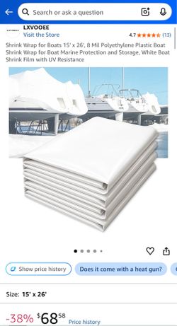 Shrink Wrap 15' x 26', 8 Mil Polyethylene Plastic Boat Shrink Wrap for Boat Marine Protection and Storage, White Boat Shrink Film with UV Re