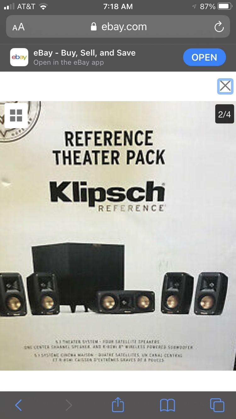 Klipsch Reference Home Theater Pack 5.1 Surround System New  Subwoofer MSRP $999