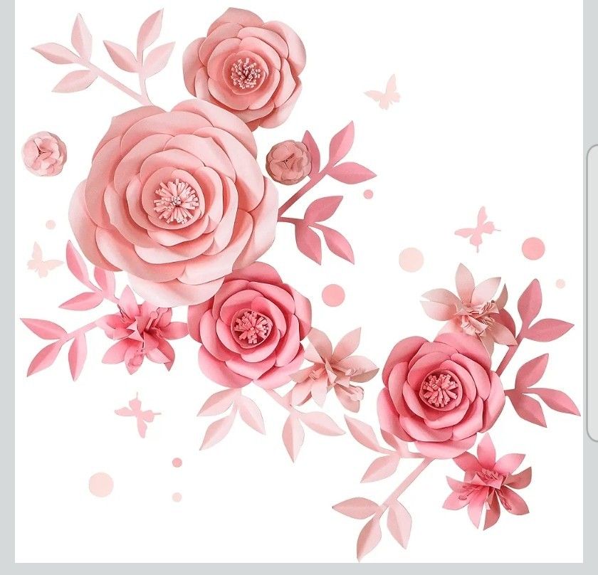 Paper Flower Decorations - 20 Pieces Pink Floral Wall Decor for Baby Nursery, 3D Flower Wall Decor, Wedding, Bridal Shower, Birthday