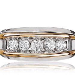 Ringsize -13 - IBGoodman Men's 1ctw. 5-Stone Diamond Band in 14k Gold