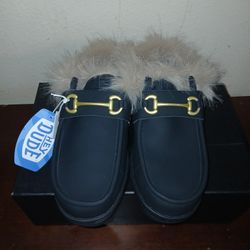 Hey Dude Wally Slip On Loafer Black Fur Lined Mens 13