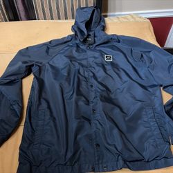 RVCA Jacket Mens X-Large Blue Hooded Windbreaker Pocket VA Logo