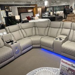 Electrical Reclining Sectional - Same Day Delivery - Charging Ports - Cup Holders