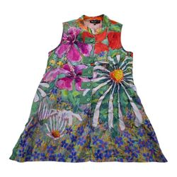 Claire Desjardins Where butterflies and Bees Are linen sleeveless blouse SZ M