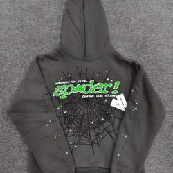 Sp5der Hoodie Gray Green Small