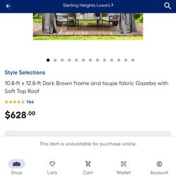 Style Selections 10.8-ft x 12.8-ft Dark Brown frame Only With 8 Sandbags