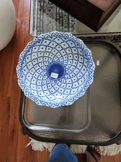 Blue and White Ceramic Serving Bowl