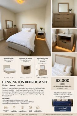 🔥 Ashley Hennington Bedroom Set – Like New 🔥