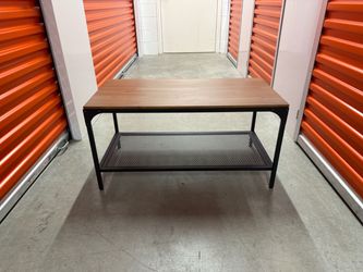 Industrial Wood & Metal Coffee Table with Storage Shelf