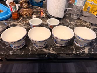 Vintage Asian Dragon Cups & Porcelain Lot, 10 Pieces