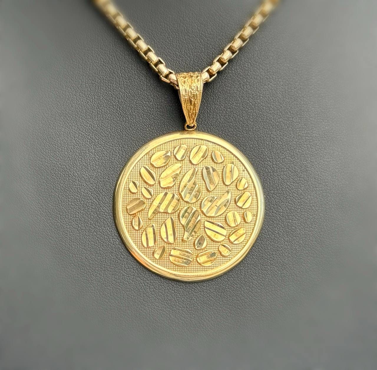 10k solid yellow gold medallion nugget Pendant charm