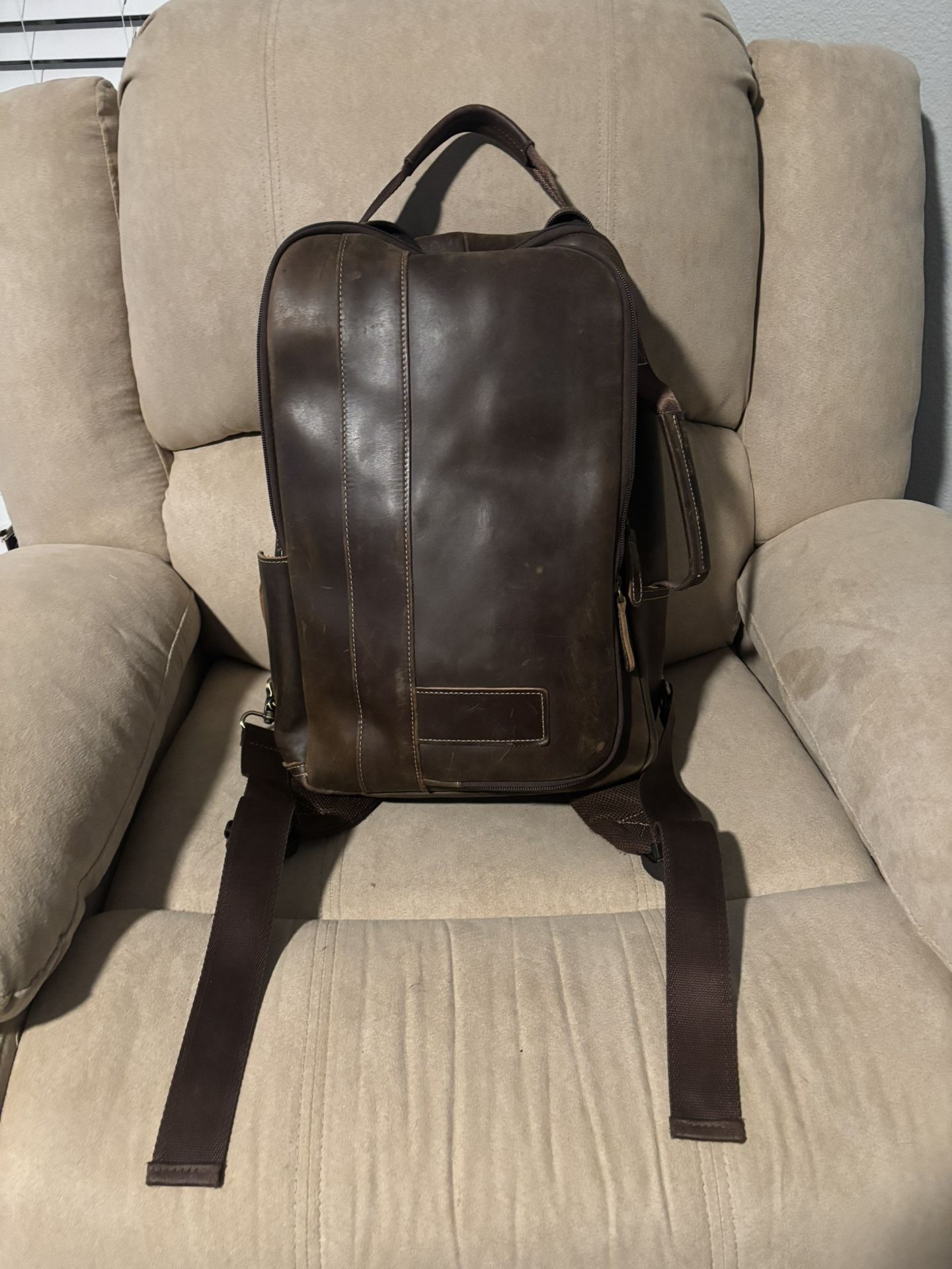 Leather Laptop Backpack